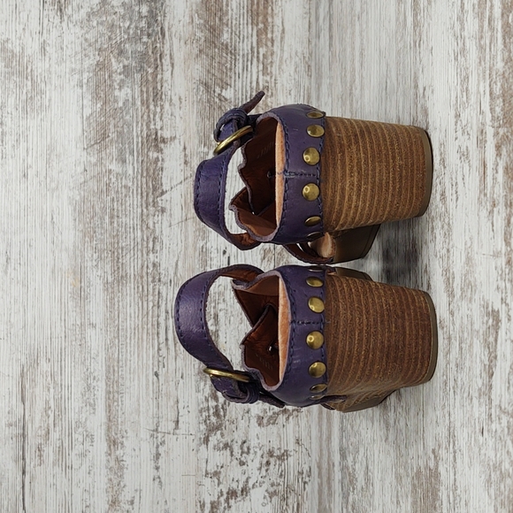 🟥NWOT Lucky Brand Bree Purple Leather Strappy Platform Wedge Sandal - Picture 13 of 16